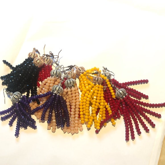 Yellow/Antique Rose Gold Crystal Tassel Ear… - Picture 13 of 16